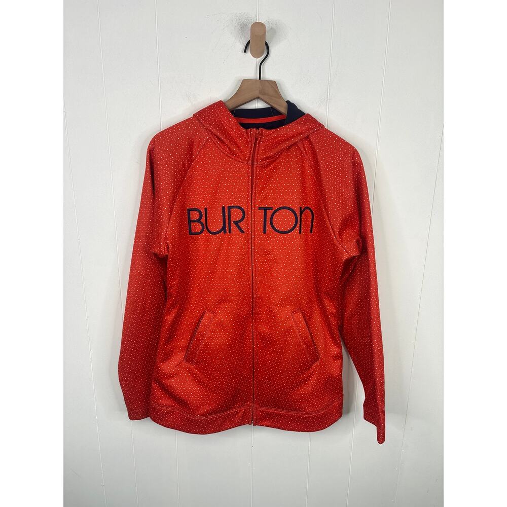 Burton Dry Ride Dot Print Zip Up Hoodie Jacket XL Orange White Gorpcore - Picture 1 of 6